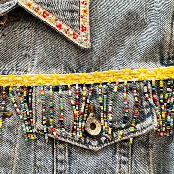 Vintage Denim Jeans Jacket Unique - Picture 4 of 4